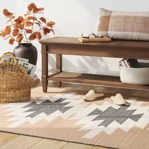 Threshold 4'x6' Bailey Ville Washable Southwest Diamond Rug Taupe